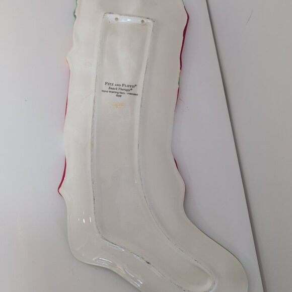 Vintage Fitz & Floyd Snack Therapy Christmas Stocking Platter Plate 13 Inches - Picture 3 of 4